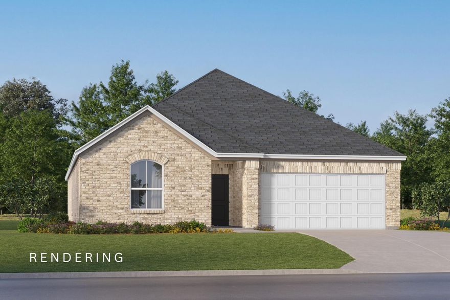 The Springsteen floorplan features 4 bedrooms, 2 full bathrooms, and a flex room perfect for a home office, bonus space, or playroom. This thoughtfully designed home also includes a 2-car garage and a spacious covered back porch--ideal for outdoor living. Inside, enjoy high-end finishes such as quartz countertops, stainless steel appliances, and white shaker-style cabinets. The 4 side-Brick exterior offers timeless curb appeal and durability.  Shechedule your appointment today or visit our on-site Welcome Home Center.