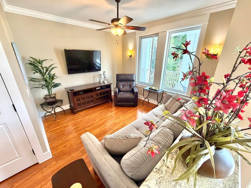 Have you been searching for the right fit in Baytowne Wharf and feeling overwhelmed?  If you seek to truly immerse yourself into the center of it all, yet still have the privacy of feeling you are in an exclusive getaway, this fourth floor one-bedroom in Observation Point is your answer.  When you have experienced all that Baytowne Wharf has to offer and don't feel like walking another step past the entertainment lawn to leave, just hop on the first elevator and head to the fourth floor.  Once you step into Unit 461, you will feel transported from the bustling Baytowne action into the serenity of this cozy enclave.  This coastal inspired turn-key rental unit is complete with all stainless appliances, gorgeous granite tops and just happens to be a few steps away from the Founders Club.