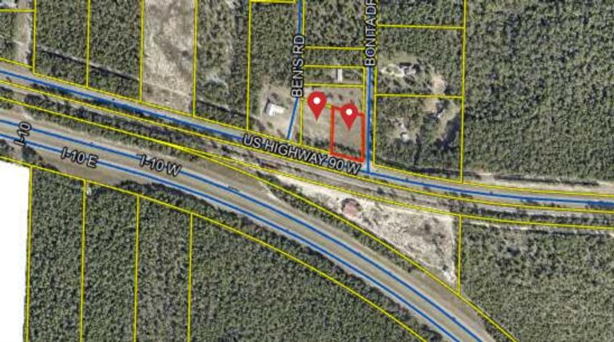 Just under 3 acres located along Hwy 90 just west of DeFuniak Springs. The property has cleared, offering a great starting point for future use. Electricity is available at the site. No well or septic system is currently in place. Convenient access to I-10 allows for easy travel in either direction.

Buyer(s) are responsible for independently verifying all property details, dimensions, and any information deemed important. All information provided is believed to be accurate but is not guaranteed.