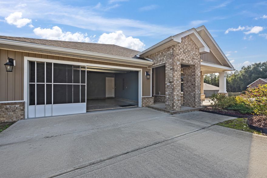 VA assumable loan available at 2.25% interest rate small gap. 
Located in North Crestview, this 2021-built Cali Plan offers 4 bedrooms, 2 bathrooms, and 1,729 sq ft of living space on a 0.29-acre lot. EVP wood-look flooring runs throughout with frieze carpet in the bedrooms. Smart Home Connect system included with doorbell camera and keyless entry. The kitchen features a backsplash, island, and pantry with added shelving. Finished garage includes added shelving and a custom screen door allowing ventilation and full vehicle access. Whole-house generator with a 250-gallon propane tank (approx. 80% full) provides full-home power. Fully fenced backyard. Buyer to verify all information. Shed does not convey.