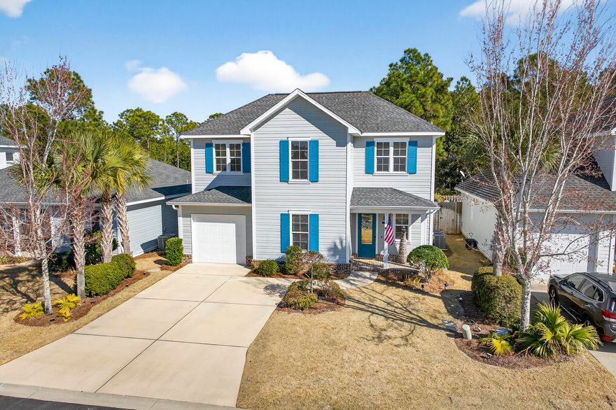 90 N Zander Way is a 4Br, 3.5Ba with a 2nd-floor bonus room, located in Church Street Village. The main living area has an open floor plan with adjoining kitchen, dining, and living rooms. 
The master suite is located on the first floor, in addition to the laundry room and half bath. Features include: recessed lighting, raised bathroom vanities, 8'ft doors, and upgraded (no carpet) flooring. The spacious living room provides abundant natural light, an electric fireplace, and under-stair storage. 
The highly functional kitchen has quartz countertops, stainless appliances, tiled backsplash, ''quiet-close'' cabinetry, and a double-door pantry. The centerpiece of the kitchen is an island with a farm sink, dishwasher, and bonus cabinetry. The 1st floor Master suite includes a private bathroom. This large bathroom features a double-sink vanity, a tiled shower, and a walk-in closet. 
In addition to the bonus room, the second level includes the 2nd, 3rd & 4th bedrooms, all with easy access to the common full bathroom, which includes a tub/shower, and a double-sink vanity. The 4th bedroom is the larger bedroom, with an en-suite bathroom, tiled shower, and its own walk-in closet. 
A large patio with a fenced-in backyard and a hot tub, is easily accessible via the living room. 
Neighborhood amenities include a community pool, fitness center, dog park, and a playground. HOA fees include lawn & landscape maintenance, recreational facilities, management, and common area upkeep. 
Conveniently located to life's essentials - grocery stores, restaurants, Sacred Heart Hospital, and recreation. Several beach parks, shops, and venues along 30A, Helen McCall SPORTS Park, and Cessna Landing bayou front boat launch, provide some of the best extracurricular activities the Emerald Coast has to offer! 
Constructed by Huff Developments LLC, this one-owner home, has been meticulously maintained.
This very special property is a must-see!