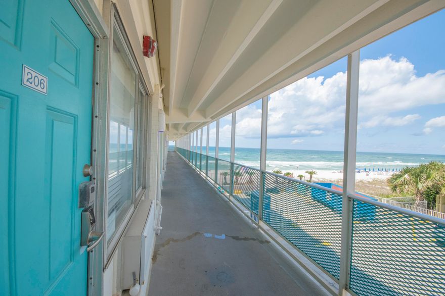 Experience classic Gulf front living in this beachfront studio condo at Fontainebleau Terrace, one of Panama City Beach's iconic beachfront condominium complexes. Located on the second floor, this 330 sq. ft. residence offers direct access to the area's famed white sandy beaches and panoramic Gulf views and experience some of the most iconic sunsets with this West facing unit. The unit features a functional open layout with a full bathroom and comes equipped with essential kitchen appliances. Residents enjoy community amenities including a seasonally heated pool, owners' lounge with a fully equipped kitchen, on-site parking, and some of the best beach views in the heart of Panama City Beach. Turnkey opportunity for a vacation getaway, investment property, or primary beach residence.