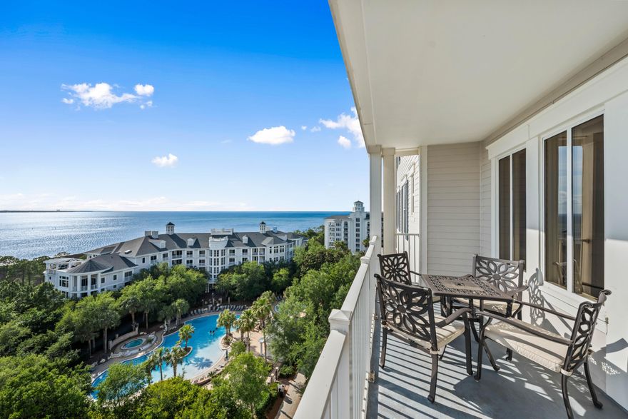 Good luck trying to tear your eyes away from the endless bay views of this beautiful 10th floor condominium in the Grand Sandestin!  Walk in the front door and feel the relaxing coastal vibes.  There is plenty of room for entertaining and enjoying family and friends with 3 bedrooms and 3 baths, a wet bar, large balcony, and a spacious open floor plan.  There are many special touches to help you feel pampered and at home like the garden tub in the master bath and comfortable furnishings.  This unit has been lovingly cared for with a new HVAC (May 2024), new water heater (June 2025), 2 new tv's, new dishwasher and oven, and 2 new mattresses in the past 3 years.  The Grand Sandestin building exudes stately southern coastal elegance from the moment you arrive.  The large resort style pool and jacuzzis are steps away, the fitness center is in the lobby, and the Village of Baytowne Wharf is just outside with so many entertainment and food options you won't know where to begin!



Sandestin Golf and Beach Resort features more than seven miles of beaches and pristine bay front, four championship golf courses, 15 world-class tennis courts, a 226-slip marina, a fitness center, spa and celebrity chef dining. Shop, dine and play at the charming pedestrian village, The Village of Baytowne Wharf and more. Inside the gates of the resort, residents enjoy a balanced lifestyle of high-class living, spanning the 2,400 acres from the beach to the bay. Everything within the gates of the resort is accessible by golf cart or bicycle. The entire resort is interconnected by miles of pedestrian, bike and golf cart paths that weave through groves of live oaks, meandering past natural lagoons, fountains, man-made lakes, and meticulously landscaped fairways.