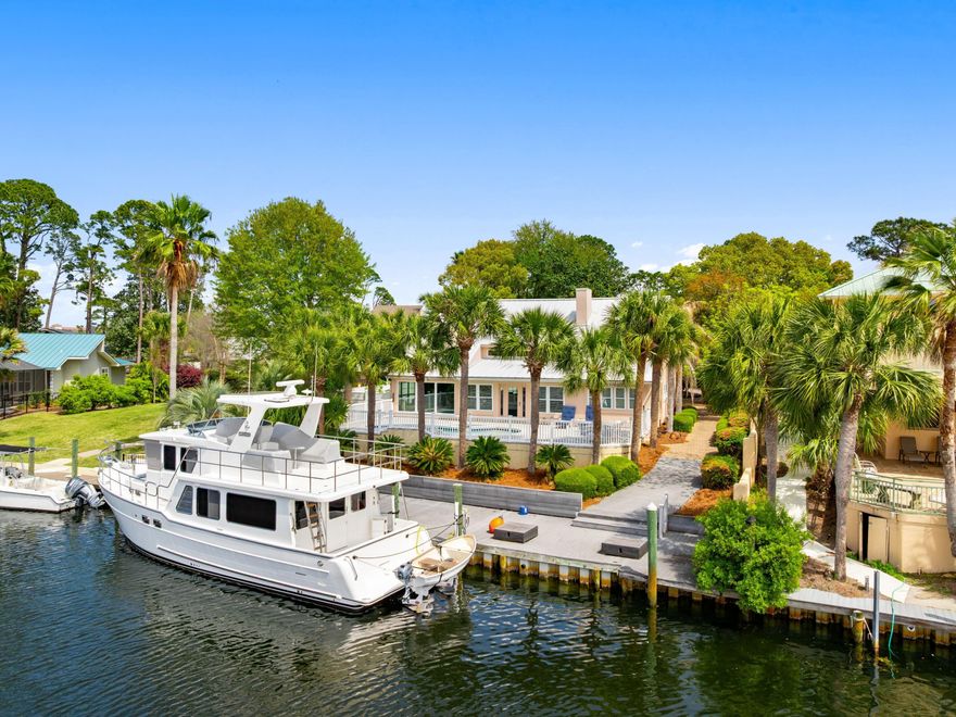Located in the gated community of Bay Point, 1102 Redfish Circle offers an exceptional waterfront lifestyle with 80 feet of deep-water frontage and direct access to St. Andrews Bay, the gulf, and the Intracoastal Waterway. This three-bedroom, three-and-a-half-bath home spans 2,771 square feet and is ideally positioned on a quiet street before the neighborhood bridge, providing convenient boating access and a prime location within the community. Designed for both comfort and entertaining, the home features spacious living areas filled with natural light and beautiful water views throughout. The layout is thoughtfully designed, with a primary suite on the first floor. Upstairs, there are two bedrooms, each with its own bathroom, along with a second-floor living room for additional space for guests or relaxation. 

Step outside to enjoy your private swimming pool and waterfront setting, perfect for unwinding after a day on the water or hosting family and friends. Boaters will appreciate the easy access to open water and the short ride to Shell Island, making this property a true boater's paradise. The home also includes a rare three-car attached garage, offering ample space for vehicles, golf carts, and water toys, along with a large circular driveway for additional parking. Residents of Bay Point enjoy a secure, gated environment with close proximity to Bay Point Golf Club and the popular Bar 72 restaurant. Offered furnished, this home presents an opportunity to step into the waterfront lifestyle from day one.