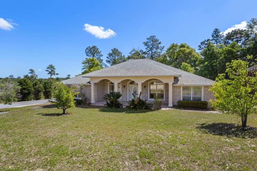 Welcome to South Crestview's Fox Valley! An easy commute to Eglin AFB/7SFG/Duke Field! This all brick, 3000sf, 4 bed, 3 FULL bath home has an office & a big bonus room! each behind a set of french doors. Corner lot + oversized 29' driveway w/ side-entry garage. Open floorplan w/10'4'' ceilings & spacious rooms sizes! Kitchen hosts granite counters, under-cabinet lighting, walk-in pantry, island, upgraded slow-close cabinets, and GAS stove. Huge primary suite w/ backyard access, trey ceilings, dual walk-in closets, soaking tub & walk-in shower. Enjoy a massive covered front porch. Fenced in yard, 12'x25' covered back patio w/fans, plus 12'x20' paver uncovered patio. Generac natural gas GENERATOR + irrigation well. Community Kids playground and picnic area! Schedule your showing today! Seller willing to accommodate flooring and interior paint concessions with an acceptable offer!