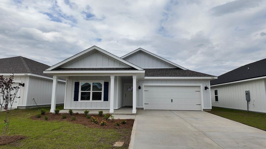 GORGEOUS NEW construction going up now in Marlin Place with a community pool, pavilion, sanded volleyball court, cornhole area and streetlights for residents to enjoy. Just under 2,100 square feet, this beautiful single- story home offers 5-bedrooms with 3-bathrooms, a 2-car garage, and a seamless open layout. Outstanding & spacious floorplan. Stunning Quartz countertops in kitchen and baths, all stainless-steel appliances, gorgeous EVP wood look flooring & plush carpet in the bedrooms. So many great amenities and this highly desirable home comes standard with a Smart Home Technology package with several Smart devices for your convenience. Home also includes hurricane fabric window & door protection and a beautiful classic curb appeal. ALL LISTING pictures, colors, features, and size may vary. Square footages are approximate.