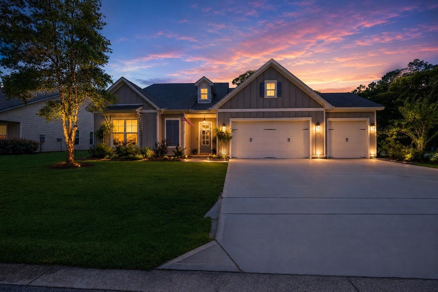 Welcome to 8 Mackenzie Lane, a beautifully designed 2023 home located on an oversized corner lot in the gated community of Magnolia Bay Estates. Offering 4 bedrooms, 3 bathrooms, 2,628 square feet, and a 3-car garage with epoxy flooring, this single-level residence combines modern convenience with elevated coastal style.

The open-concept floor plan is filled with natural light and designed for both everyday living and entertaining. The kitchen features quartz countertops, a large island, abundant cabinetry, and a walk-in pantry, flowing seamlessly into the spacious living and dining areas.

Thoughtful upgrades throughout the home add character and charm, including a custom designer laundry room, upgraded lighting, and curated finishes that set this home apart from typical new construction. The screened porch extends the living space outdoors and overlooks a fully fenced backyard with mature trees and plenty of room to relax, entertain, or play.

Ideally located near Choctawhatchee Bay, boat launches, and outdoor recreation, this home offers easy access to the beaches, dining, and shopping of 30A while avoiding the traffic and crowds that come with living closer to the coast. A rare opportunity to enjoy the Emerald Coast lifestyle in one of Freeport's desirable gated communities.