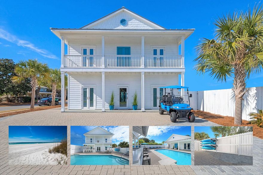 Short term rental powerhouse featuring epic ocean views, a spacious layout with 7 king suites, separate pool house with second kitchen and bunk room, private heated pool, and massive 20 person sleeping capacity to maximize revenue.

Designer furnishings, professional photography and full inventory to convey for immediate revenue generation.

Less than a 1-minute walk (under 255 steps) to pristine beach access ensures high occupancy. Includes a free six-seater golf cart and two paddleboards for added guest appeal.

Designed from the ground up to ensure easy, low cost maintenance and best possible yield.

Do an Internet search on Legacy Beach Homes of Destin, Florida to view real time calendars in order to determine availability for showings Seller is listing over $100 million worth of properties from their portfolio (35 large STRs in the Destin/Miramar/30A area with an average appraisal value of slightly over $3M each.).

The seller is only selling 10% of the portfolio. Seller will withdraw this and/or any other remaining listings once the first  $10 million (approximately)  in sales have been achieved.

Seller does not disclose property-level rental revenue data. Buyer to perform their own due diligence regarding income potential. However, the appraisal in the document section of this listing may include the appraiser's revenue projection.

Neither Airbnb nor VRBO offer a transfer option.  However, the seller will make all reasonable efforts to facilitate the transfer of reservations.

The Seller does not have to sell.  Property has been priced based on recent appraisal and reflects the seller's minimum acceptable price.

Most recent appraisal and inspections are included in the documents section of this listing
