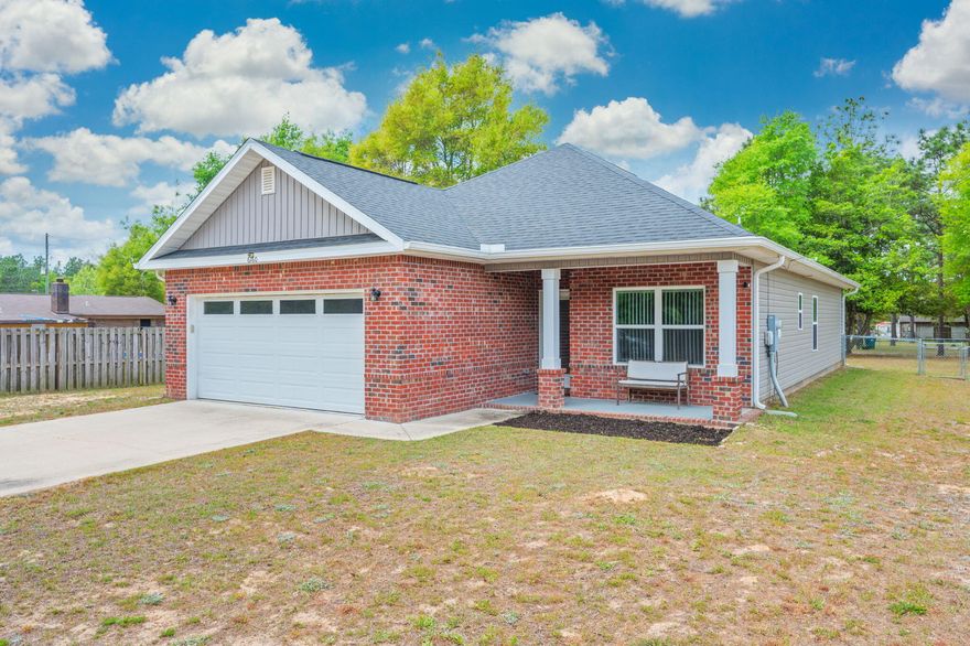 No HOA and move-in ready! This well-maintained 3 bedroom 2 bathroom Crestview home offers an open layout with luxury vinyl plank flooring throughout--no carpet.The kitchen features granite countertops and flows seamlessly into the main living area, creating a functional space for everyday living and entertaining. Granite countertops continue into the bathrooms for a consistent, upgraded finish. All major appliances are included--refrigerator, dishwasher, microwave, washer, and dryer--making your move simple and convenient. Enjoy outdoor living with a covered front porch and covered back patio, plus a large, fully fenced backyard with plenty of space to use as you choose. The home also includes a spacious driveway and 2-car garage for ample parking.