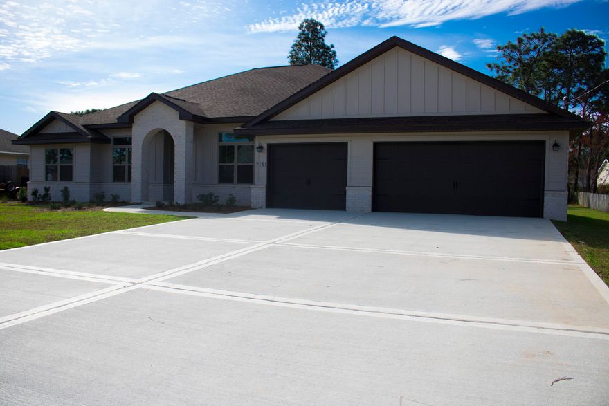 NEW CRAFTSMAN Custom Built Home in Holley By The Sea,Enjoying all the Club House amenities including :Pools,Fully Equipped Gym,Tennis Courts,Waterfront Park & Deeded Access to Santa Rosa Sound This luxurious 4 bed/3bath Tri split floor plan is under construction...and will be ready in time for your Early Fall move in ~Great Central Location within HBTS..and easy access to Navarre Beach, shopping and Hwy 98 to Hurlburt Field AFB.This Stunning Robbins Builders Custom Home offers trend setting design & features~Greeted by a walk in foyer open to the Formal Dining and Office with double glass doors/sweeping through to your open floor plan ~Large Gourmet kitchen enjoying custom cabinets with crown molding ~ beautiful granite counter tops~Tiled Back splash~Under Mount Sink~S/S Appliances~Center Island with open flow to the breakfast nook and family room, Wood Plank staggered Tile through the foyer,dining room, main living area, laundry and bathrooms. Large Master with trey ceiling & ceiling fan. Master bath offers a large tiled walk in shower /separate soaking tub~Granite Marble double vanity with brushed nickel fittings/picture frame mirrors & Huge walk in closet.Two additional bedrooms are a great size with double closets~ ceiling fans and share a  bathroom with a step in tub/shower and WC.Third additional bedroom is separate from the other rooms and would make a perfect guest/teen suite with its own bathroom and access out to the large covered porch.Laundry room is accessed from the main living area or master...Over sized 3 car garage ...ideal for the larger trucks and still plenty of room for all the outdoor toys. Home is situated on a large lot with grassed yard ~sprinkler system~ lawn pump and well with digital programmable timer for easy care. TAEXX in wall pest control system~ Fabric Shield Hurricane protection and dimensional shingle roof for lower insurance premium. Upgrades include crown molding, bull nose corners ,knockdown ceilings, recessed lighting ,framed mirrors, deluxe lighting package,50 Gallon water heater, garage door remotes, attic drop down stairs~ to name a few......Call today for further information ,colors and construction status.