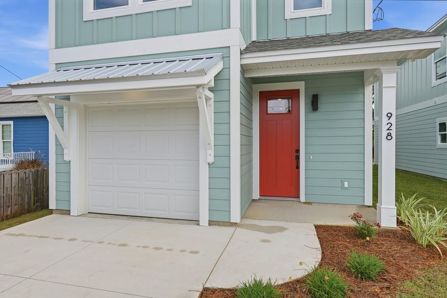 New construction just blocks from downtown Panama City with modern design, durable materials, and income potential.

This two story home offers 3 bedrooms, 2.5 bathrooms, 1,582 square feet, and a 1 car garage. All bedrooms are located upstairs, creating a clear separation between living and private space.

The main level features White Oak luxury vinyl plank flooring and matching White Oak stair rail accents. The kitchen is designed to stand out with quartz countertops, custom cabinetry, brushed gold hardware, stainless steel appliances, designer lighting, and a walk in pantry.

Upstairs, the primary suite includes a tray ceiling, double vanity, walk in shower, and a spacious layout. Bathrooms feature tile flooring and upgraded finishes throughout.
 Additional features include a functional mudroom off the garage, large under stair storage, 2x6 exterior wall construction, and added insulation between floors for sound reduction. Irrigation system already installed.

Situated on a deep 33 x 150 lot with alley access and zoned MU-3, offering potential for an accessory dwelling unit. Ideal for rental income, house hacking, guest space, or long term flexibility. Buyer to verify zoning and ADU requirements.

Located near downtown Panama City restaurants, marina access, and local events, with a short drive to Tyndall Air Force Base and Panama City Beach.

Up to $5,500 lender credit available for qualified buyers.

Schedule your showing today.