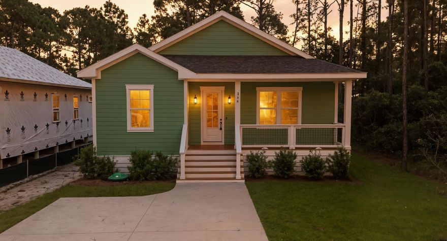 This beautifully finished 3 bed, 2.5 bath home offers 1,398 sqft of stylish comfort just 10 minutes from the beach! Featuring LVP flooring, tile showers, shiplap accents, vaulted and trey ceilings, crown molding, and a fenced backyard — all with no HOA. Prime location near the bay and the future Chat Holley park & amphitheatre makes it perfect as a full-time home or a high-performing rental! Construction complete as of 9/1/2025! Seller will install a wood privacy fence with an acceptable offer. Watch the Youtube video here: https://www.youtube.com/watch?v=KK6thdyELSs