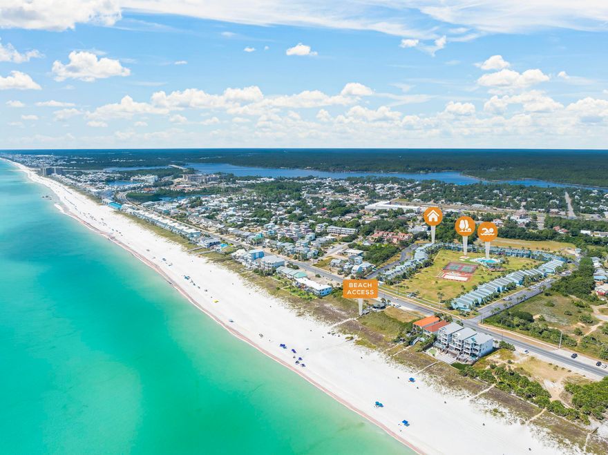 Gulf-Front Comfort Meets Coastal Charm! Welcome to your dream beach retreat in the highly sought-after Sunnyside Beach & Tennis Resort, where 350 feet of private beachfront and resort-style living come together on the quiet West End of Panama City Beach. This beautifully designed 2-bedroom, 2.5-bath condo offers the perfect balance of comfort and charm, making it ideal for full-time living, weekend escapes, or as a lucrative rental investment. Step inside and you'll find a bright, open-concept living space filled with natural light, soaring vaulted ceilings, and coastal finishes that instantly make you feel at home. The renovated kitchen features modern updates, a central island for meal prep and entertaining, and flows seamlessly into the dining and living areas. Sliding glass doors frame views of the community's picturesque amenities, creating a sense of connection between indoor comfort and outdoor leisure. Upstairs, a versatile loft area provides the perfect spot for a reading nook, creative workspace, or home office. The spacious primary suite boasts its own full bath, while the guest bedroom and additional full bath ensure privacy and convenience. A powder room on the main level adds thoughtful ease when hosting friends and family.

Outdoor living is just as inviting, with semi-private patios overlooking lush tropical landscaping; perfect for morning coffee, al fresco dining, or enjoying Gulf breezes at sunset. Recent upgrades such as LVP flooring throughout, modern lighting, and smart storage solutions create a fresh, practical, and stylish coastal vibe.

Life at Sunnyside Beach & Tennis Club is more than a residence - it's a lifestyle. Residents enjoy direct access to a private beach via a safe pedestrian tunnel under Front Beach Road, leading straight to sugar-white sand and emerald Gulf waters. Resort-style amenities include two community pools (one designed for kids), tennis and shuffleboard courts, volleyball, a playground, and a clubhouse with games and free WiFi, even on the beach. Expansive green spaces encourage evening strolls, laid-back afternoons, or simply soaking in the beauty of the Gulf. Dedicated parking, ample guest spaces, and boat/trailer storage options add convenience for both owners and guests.

Spread across nearly 18 acres of lush coastal grounds and pristine beachfront, Sunnyside is a rare gem that feels worlds away yet remains close to everything. You're just minutes from local dining and shops, Pier Park's vibrant entertainment district, and a short scenic drive from 30A with its art galleries, boutique shopping, and unique coastal culture.

Whether you're searching for a forever home, a relaxing family retreat, or a property with excellent rental potential, this condo has it all. Gulf views, private beach, resort amenities, and a prime West End location - this is where coastal dreams meet everyday reality.