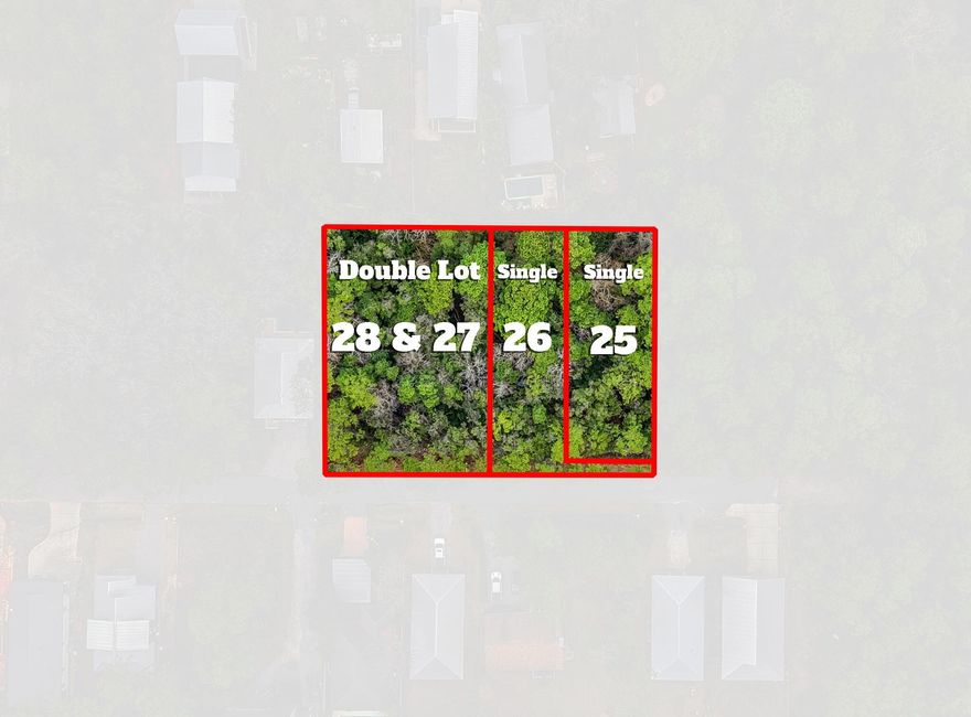 ONE OF THE FASTEST GROWING AREAS IN WALTON COUNTY - POINT WASHINGTON/MAGNOLIA BEACH.

All 4 lots for $359,995.

DEVELOPERS AND BUILDERS DREAM!
Buy one double lot (lots 27 and 28) 100 feet x 150 feet and two single lots.
Lot 26 (single lot) 50 feet x 150 feet.
Lot 25 (single lot) 50 feet x 150 feet.
All 3 lots combined are 200 feet x 150 feet or 0.69 acres.

The lots can be sold separately.
Double lot 27/28 for $199,000
Lot 26 for $99,000
Lot 25 for $99,000
Or, all 3 combined for a discount of $359,995.
