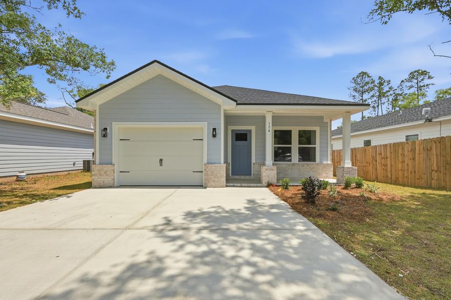 CONSTRUCTION COMPLETE - ALL BRICK W/HARDI ACCENTS - Cozy front and rear porches for relaxing, fully landscaped yard w/sprinkler system & privacy fence.  Inside you have vinyl plank flooring throughout, raised ceilings, recessed lighting, ceilings in family & all BR'S, quartz countertops + white shaker cabinets.  Kitchen has large work island w/bar seating and walk-in pantry.  Owner's bath has double vanities, shower only, walk-in closet, linen storage.  Finished 1-car-garage.  Seller will contribute up to $12,000 towards closing costs/prepaids/rate buydown (call for details).