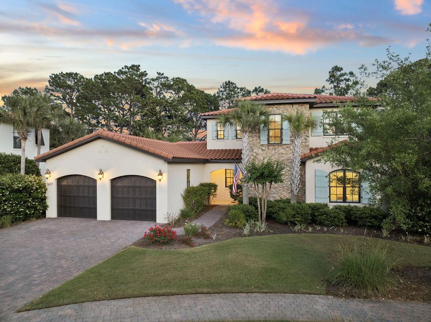 From the moment you cross the stone bridge, the neighborhood's character is unmistakable. Welcome to Genoa, one of Sandestin's most coveted enclaves - where Mediterranean architecture, lush landscaping, and sweeping Baytowne Golf Course views set the tone from the moment you arrive. Inside the home's thoughtfully designed floor plan offer soaring ceilings, open-concept living areas, and seamless indoor-outdoor flow set the stage for effortless entertaining and quiet coastal living alike. The primary suite is located on the main level with a walk-in shower, double vanity, and garden tub. Additional bedrooms and upstairs living room provide comfortable, flexible space for family and guests. Step outside and the Baytowne Golf Course views remind you exactly where you are, living inside one  of the Southeast's most awarded resort destinations.

What truly makes this home special is its location inside Sandestin Golf & Beach Resort. You're wrapped in 2,400 acres of 4-championship golf courses, a full serve marina, tennis center, miles of walking and biking trails, dining, shopping, and the freedom of golf-cart living.