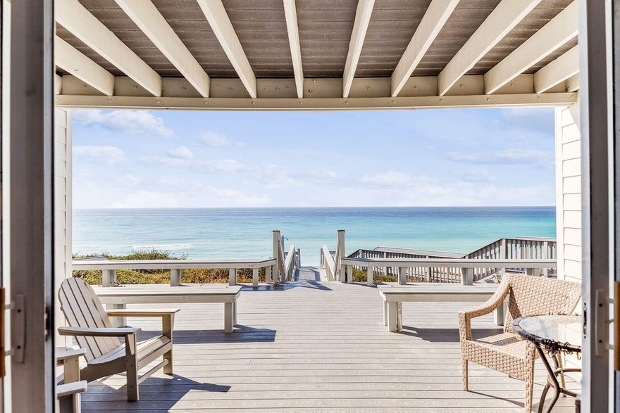 Wake up to endless emerald water views and fall asleep to the sound of waves, because at Blue 9 in Inlet Beach the Gulf is not nearby, it is right outside your door. Set within one of the most sought-after Gulf-front townhome communities along 30A, this rare enclave of only nine residences offers a blend of privacy, convenience, and true coastal living. This 3 bedroom, 3 bathroom townhome features panoramic Gulf views from both the first and second-floor decks, along with private beach access just steps from your back door. With no public crowds, it is the kind of peaceful shoreline experience that feels almost impossible to find on 30A. A new roof was installed in 2023, adding value and peace of mind for years to come.

Hop on the 30A bike path right out front and cruise to the shops, dining, and energy of Rosemary Beach and surrounding favorites. Whether you are looking for a personal escape or a property with strong appeal for short-term rental demand, Blue 9 delivers the lifestyle and Gulf-front setting that keeps buyers coming back to 30A.

All information is deemed reliable and provided for informational purposes; buyers are encouraged to independently verify all details.