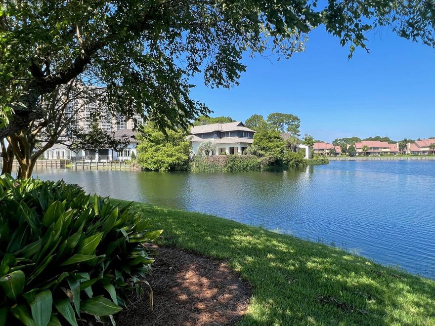 Furnished 2-bedroom, 2.5-bath lakefront villa located on the beachside of Sandestin Golf & Beach Resort . The first level offers an open floor concept with a convenient half bath & views of the lake from all the common areas. LVP & tile floors extend throughout the entire villa, ideal for sandy beach living & easy maintenance. The kitchen features granite countertops & stainless steel appliances. Upstairs you will find both bedrooms, each with ensuite bathrooms, and the laundry closet with stacked washer & dryer. Beautiful views of the lake can be enjoyed from the master bedroom! The open patio is perfect for grilling & outdoor dining. The community pool is just steps away & is seasonally heated for year-round enjoyment.