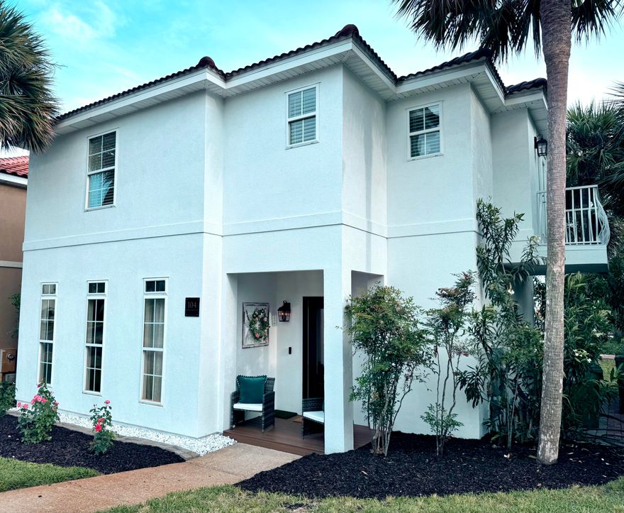 STUNNING COASTAL ELEGANCE MINUTES FROM THE BEACH | GATED LIVING. Experience refined coastal living just minutes from the Gulf, yet tucked inside a quiet, gated community. Cross everything off of your retreat wish list! This beautifully updated 3BR/2.5B home features main level new luxury LVP waterproof flooring, fresh coastal design & interiors, & a bright open layout. The kitchen offers new appliances, including a smart video refrigerator. Upstairs bedrooms include new carpet for added comfort. Escape to experience the sunroom Gulf breeze & the sound of the waves, perfect for morning coffee with the chirping birds or evening unwinding with your favorite cocktail. Bike to shopping, dining and entertainment! Welcome to your: primary home, second home, or peaceful non STR retreat.