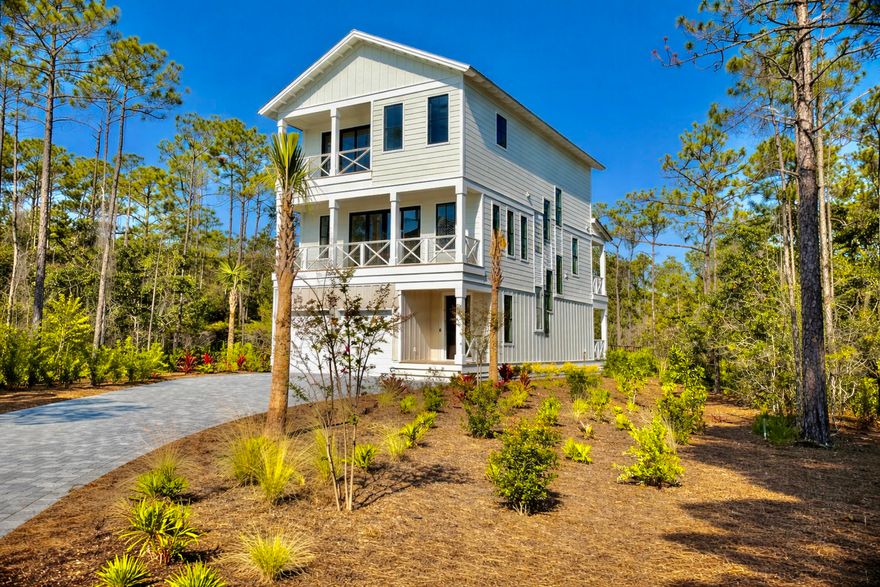 Brand new - 5 bedroom, 5.5 bath house in gated Treetops neighborhood adjacent to Seacrest with excellent rental projections ($150,000+) and deeded beach access just half a mile away. (Free golf cart beach shuttle picks up 50 yards from house) Enjoy a coastal chic, open concept design perfect for entertaining. The main floor (second floor) includes the living room, dining room, kitchen and laundry room. The first floor includes a two-car garage, entry way and two guest suites with private bathrooms. The third floor includes the spacious master suite with a luxurious master bathroom and a huge closet. The third floor also hosts two additional guest suites with private bathrooms. Treetops offers direct access to both 30A and Hwy 98 with easy access to Rosemary, Seacrest and Alys Beach.