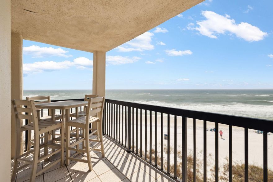 Experience coastal paradise in this beautiful 3-bedroom, 3-bathroom beachfront condo at Pinnacle Port in Panama City Beach, Florida. Boasting a wraparound south-facing balcony, this condo offers breathtaking, uninterrupted views of the Gulf, making it the perfect retreat for relaxation and entertainment. Inside, you'll find updated flooring throughout, a spacious kitchen with updated countertops, and bright coastal décor and furnishings that create an inviting and airy ambiance. Two of the three bedrooms offer direct Gulf views, allowing you to wake up to the sights and sounds of the ocean every day. Pinnacle Port is tucked between the Gulf of Mexico and Lake Powell offering a unique array of experiences with some of the best amenities in Panama City Beach. Enjoy two swimming pools, including a heated and partially covered option for year-round comfort, as well as four lighted tennis courts, an exercise room, basketball court, saunas, shuffleboard, bocce courts, charcoal grills and a playground. For water enthusiasts, the boat ramp and 26 boat slips make it easy to explore Lake Powell, Florida's largest coastal dune lake. This amenity is perfect for owners and guests to enjoy boating, jet skiing, sunset cruises, kayaking, paddleboarding and fishing. Families will also love the free poolside cinema in the evenings during the summer for an extra touch of fun. When it's time to explore, you're just minutes from Scenic Highway 30A's fine dining and Pier Park's shopping and attractions, offering the best of the Emerald Coast. Whether you're looking for a dreamy coastal getaway or a high-demand vacation rental, this one-of-a-kind beachfront condo at Pinnacle Port is the perfect place to call home.