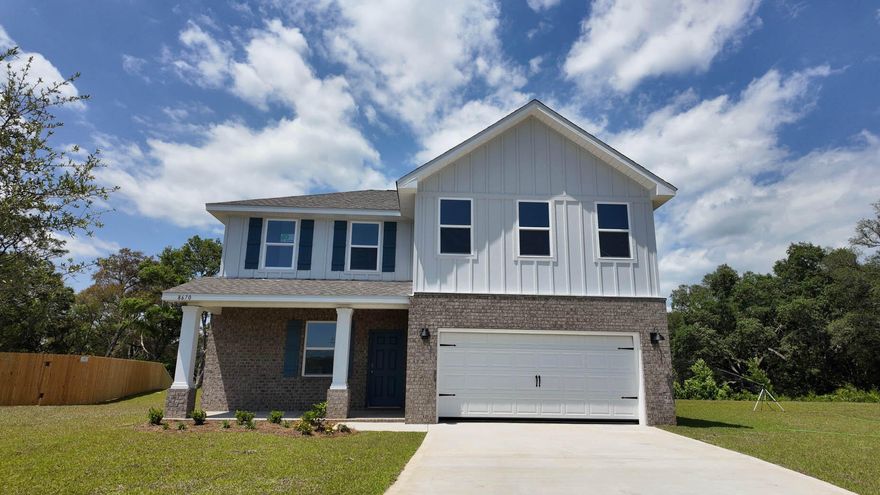 Welcome to the Belfort Plan, at Plantation Woods, our new home community in Milton, FL. Just under 2,400 square feet, this beautiful two- story home offers 4-bedrooms with 2.5-bathrooms, a 2-car garage, and a seamless open layout. The kitchen, living room & dining area flow together for relaxed living. Open kitchen features: all stainless-steel appliances, pantry, Quartz kitchen countertops, nice island, smooth-top range, built in microwave & quiet dishwasher. Bedroom 1 on the first floor offers a spacious walk-in closet, & adjoining bath has a double vanity, large shower, linen, and water closet. This highly desirable home comes standard with a Smart Home Technology package with several Smart devices for your convenience. Hurricane fabric window and door protection is standard. ALL LISTING pictures, colors, features, and size may vary. Square footages are approximate.