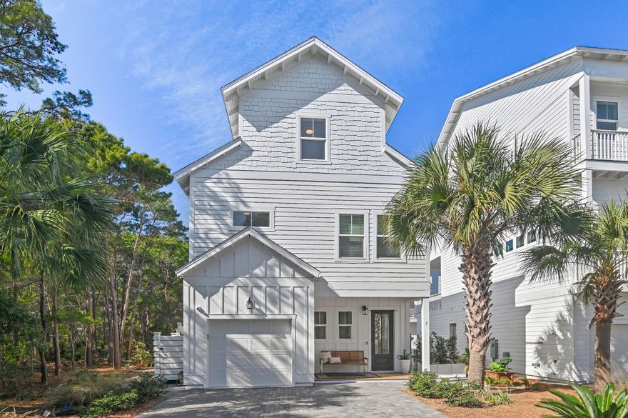 This pristine 3+ bedroom, 3.5 bath home is ideally situated for use as a vacation property, private residence, or investment. Located in a community with no rental restrictions and a fantastic community pool with bathrooms and showers, the home offers flexibility and lifestyle amenities that are hard to match. 
Enjoy a prime location walkable to Rosemary Beach, Alys Beach, and the shops along 30A. The South Walton Inlet Beach Access on the Gulf is just a 10-minute walk away and features convenient shower and bathroom facilities.
Inside, the second floor features three bedrooms, including the spacious primary suite. At the same time, the expansive third-floor flex space (30' x 14') offers options for an additional bedroom, bunk room, or media space--perfect for guests or family gatherings. Refined one-owner home with extensive upgrades and a warm coastal aesthetic. The main level features an electric linear fireplace with natural limestone surround, impact-rated windows and doors, 10-ft ceilings, tongue-and-groove accents, and an upgraded kitchen with added cabinetry, pull-outs, a lazy Susan, and a window above the sink. A standout feature is the 200-sq.ft. covered back porch with Trex flooring, ceiling fans, Sunbrella shade curtains, outdoor speakers, fenced yard, redwood gate, outdoor shower area, and natural-gas grill hookup. 



The 2nd floor offers 9-ft ceilings, enhanced stairway details, and an improved primary suite with quartz countertops. The 3rd floor includes hardwood flooring, a full bath, an owner's closet, a flex space, and a balcony with expansive views.



Additional upgrades include spray foam insulation, a 2025 Mitsubishi zoned HVAC system, LED lighting, a Sonos speaker system, a security system, surge protection, new vent caps, and fresh interior and exterior paint.