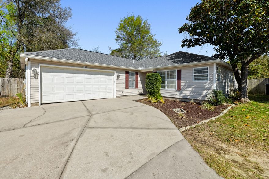 **ASSUMABLE VA LOAN AT 2.5%!!!** Check out this exceptional opportunity to buy at an affordable price in beautiful Fort Walton Beach! Ideally situated just minutes from shopping, dining, Eglin Air Force Base, Hurlburt Field, and Fort Walton Beach Medical Center, this well-maintained 3-bedroom, 2-bath home with a 2-car garage offers both convenience and comfort.  Interior features include vaulted ceilings, a spacious kitchen with ample storage, generous size bedrooms, and newer LVP flooring in the living room, tile in wet areas, and cozy carpeting in the bedrooms. Out back, enjoy entertaining around the fire pit or on the covered patio and open deck. With a fenced yard, gas hookup for your grill, and plenty of space to run, this is a perfect place to host a summer BBQ! If you're looking for your first home, next home, or your forever home, this is a must see!