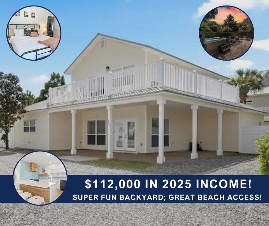THIS PROPERTY EARNED $112,000 IN 2025 WITH A MONTH OF OWNER USAGE!

Airbnb GUEST FAVORITE with over 65 FIVE-STAR REVIEWS!

WHY YOU WILL LOVE 360 S HOLIDAY ROAD - YOUR HOLIDAY HAVEN: INTERIOR FEATURES
-- Open concept first floor with spacious living and dining area
-- Modern kitchen with ample counter space and seating
-- First-floor laundry room
-- First floor includes two king bedrooms and one full bathroom with shower
-- Second floor includes one king bedroom, one queen bedroom, and one full bathroom
-- Unique bunk space with two full-over-full bunk beds
-- Second floor features wraparound deck access from sliding doors
-- Fresh, fun, modern interior design throughout

EXTERIOR FEATURES
-- Just 300 feet from beach access at Holiday Rd Gate
-- Fully fenced, private backyard
-- Stock tank-style filtered pool
-- Hot tub
-- Fire pit with seating area
-- 100'' outdoor movie screen and backyard theater setup
-- Large, sunny deck perfect for entertaining or relaxing
-- Cozy Adirondack chairs on wraparound upper deck
-- Parking for 3 vehicles (depending on size)
-- No HOA - bring your boat, trailer, or RV and park on property

See the walkthrough video attached to this listing, and ask your agent for the Airbnb link as well.

Thank you for your interest.  We look forward to your offer!