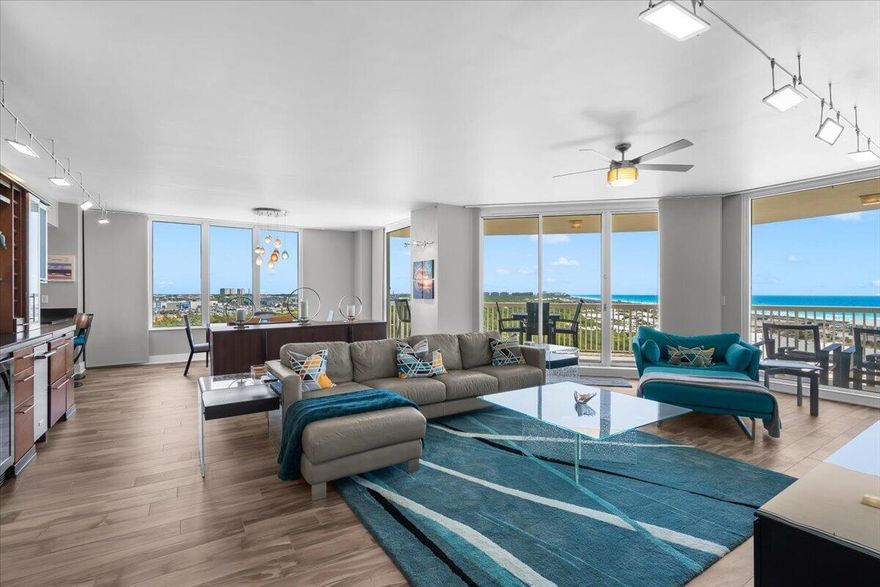 Experience elevated coastal luxury in this stunning 3-bedroom, 3.5-bath east-end corner residence at Silver Shells Beach Resort & Spa. Perfectly positioned to capture sweeping Gulf views, this exceptional condo also overlooks the pristine natural beauty of Henderson Beach State Park, offering a rare blend of beachfront elegance and protected scenery. Designed with an elegant contemporary aesthetic, the residence features custom furnishings throughout and an open-concept layout ideal for both relaxing and entertaining. Expansive windows and two private balconies fill the space with abundant natural light and provide multiple vantage points to enjoy beach views and coastal breezes. The spacious kitchen flows seamlessly into the living and dining areas, while each bedroom offers a private en-suite bath for ultimate comfort and privacy. The primary suite is a true retreat with direct balcony access and a spa-inspired bath with custom vanities, walk-in shower, and private water closet. Additional highlights include a private garage that has a large dedicated storage room, as well as an separate assigned storage closet--an uncommon and highly desirable feature for condo living. Residents of Silver Shells enjoy premier resort amenities including private beach access, lagoon-style pool, fitness center, tennis courts, on-site dining, and gated security. Ideally located in the heart of Destin, just moments from world-class shopping, dining, and entertainment. This is a rare opportunity to own a luxurious corner unit with unmatched views and upscale finishes in one of Destin's most sought-after Gulf-front communities.
