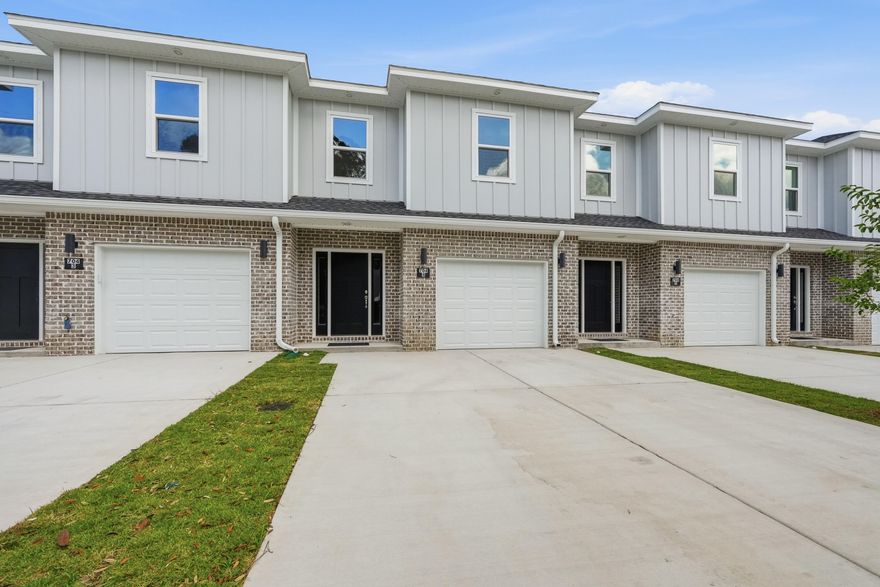 New Construction! INTERIOR UNIT. 4 interior packages! $10K in ANYWAY MONEY! 2-10 Builder Warranty, Termite Bond. Luxury Vinyl Plank throughout. Upstairs enjoys 4 bedrooms, 1 full guest bath, 1 on-suite bath for primary, & laundry room. Downstairs foyer leads to ½ bath, kitchen w/ breakfast peninsula & Stainless Appliances to include side by side refrigerator, Self-Cleaning Convection Stove, built-in microwave/range hood & dishwasher. Kitchen has quartz counters & tiled backsplash for modern vibes. Kitchen opens to the living & dining room. Elevated lighting & mirrors finish off the home. Back door leads to privately fenced backyard with a gate which opens to a water retention area brilliantly used as an unofficial dog park for owners. Apoxy Sealed Garage Flooring for a final touch