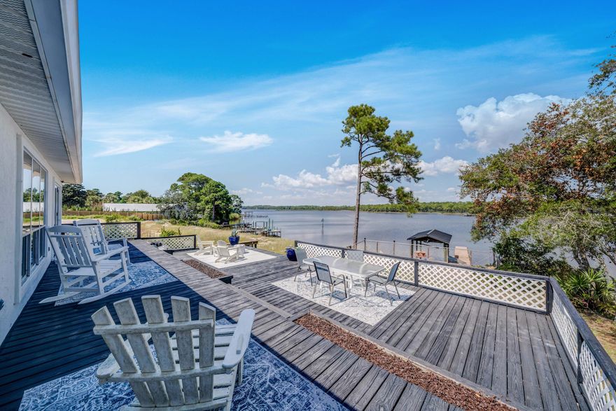 Lakefront living on Lake Powell! Bring your boat, jet skis, and paddleboards...your waterfront lifestyle awaits! This 3 bedroom, 3 full bath home at 21926 Lakeview Drive sits directly on Lake Powell, Florida's largest coastal dune lake. This is the perfect location on the west end, just minutes from the sugar-white beaches of Panama City Beach, Inlet Beach, and 30A. Enjoy elevated views of the water from the living room, dining area, and master suite. Features include a metal roof, luxury vinyl plank flooring, spacious back deck, private boat dock, and a 2-car garage. Recent updates make this home move-in ready: including freshly painted roof, custom slider that opens all the way to back deck, updated bathrooms, brand-new kitchen appliances (never even used!), and more!  This rare and tranquil lakefront setting allows you to kayak or paddleboard all the way to the Gulf! Enjoy lakefront living with no HOA, and a tucked away location that is private, yet also so close to the shopping, dining and activities of Inlet Beach, 30A and Panama City Beach. This home is offered furnished, so move right in - perfect for full-time residence, vacation getaway, or rental investment. Short term rental allowed! Don't miss this opportunity to own a piece of waterfront paradise - schedule your showing today!