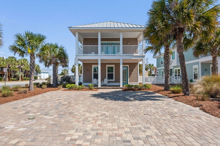 Gulf views, directly across from the beach AND beach access--5518 Gulf Drive offers the ideal blend of location, space, and flexibility, making it ideal as second home rental investment, with the benefit of no HOA. 
Situated on a large corner lot on the east end of Panama City Beach, this home is designed with both comfort and functionality in mind. Newer construction and featuring a spacious living and kitchen area that opens to a private pool and a large patio with both covered and uncovered spaces--perfectly blending indoor and outdoor living for easy gathering and entertaining.The thoughtful layout includes two primary suites, along with two additional bedrooms with en suite baths, and 2 sets of full bunks - enhancing it's versatility to host large groups without sacrificing privacy. The private pool makes this a true vacation-style setting, while the front porch and expansive second-floor deck offer additional outdoor living spaces to enjoy Gulf views and coastal breezes. The corner lot provides ample parking--a rare and valuable feature this close to the beach.
With short-term rentals allowed, a highly functional floor plan, and a location just moments from the sand, this property presents an exceptional opportunity to own your piece of paradise at the beach!
