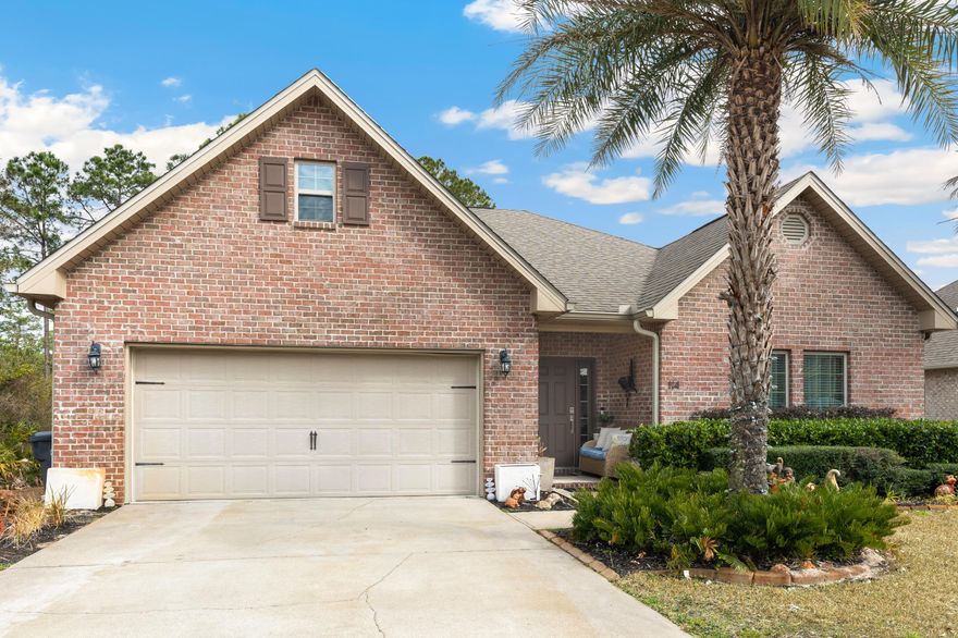 Welcome home to 114 Maddox Street in the highly sought-after Peach Creek community - where luxury finishes, thoughtful design, and relaxed coastal living all come together. This beautifully maintained, single-story home offers 3 spacious bedrooms, 2 bathrooms, and approximately 1,886 sq. ft., plus the additional heated and cooled space compliments to the AC-installed in the garage. From the moment you step into the large, welcoming foyer, you'll feel the sense of openness and quality that flows throughout the home. The open-concept living area features elegant tray ceilings that add volume and sophistication, while tile flooring runs seamlessly through every room - no carpet anywhere - for a clean, modern look and easy maintenance. The kitchen is a true centerpiece, boasting crisp white cabinetry, granite countertops, and a functional layout that makes everyday living and entertaining feel effortless. Just off the main living spaces, the screened-in back porch and extended lanai create a relaxing indoor-outdoor retreat, perfect for morning coffee, evening cocktails, or simply escaping the summer sun in comfort.

The primary suite is a private sanctuary, highlighted by tray ceilings and an en suite bathroom designed for luxury and convenience. Enjoy dual sinks in the vanity, a stand-up shower, and a separate soaking tub that invites you to unwind at the end of the day. With its thoughtful layout and upgraded finishes, this home is truly move-in ready and styled for modern living.

Located in the family-friendly Peach Creek community, 114 Maddox Street offers the best of both tranquility and convenience. You're just a short drive from the vibrant 30A lifestyle, beautiful beaches, schools, and premier shopping and dining. If you're looking for a stylish, low-maintenance home with a luxurious feel and inviting indoor-outdoor living, this Peach Creek gem is a must-see!