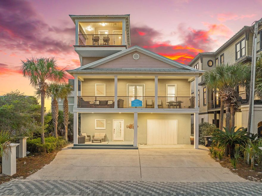226 Sandtrap Road presents a compelling combination of scale, proximity, and flexibility, positioned just approximately 300 feet from the Gulf with immediate access to the sugar white sand. Offered fully furnished and meticulously maintained as a rental property, the home is truly turnkey, equally suited for personal use or as a high performing vacation rental. Spanning 3,850 square feet, the five bedroom, 3.5 bath residence is designed with intentional versatility. The first level functions as a fully independent lockout, complete with private entrance, secondary living area, kitchenette, laundry, and two bedrooms, one configured with built in bunks. This level opens directly to a covered patio and heated pool, creating a natural extension of indoor outdoor living while allowing for privacy between guests and owners.

The main living level is defined by 10 foot ceilings, crown molding, and a seamless flow between kitchen, dining, and living spaces. The kitchen is well equipped with custom cabinetry, granite countertops, a JennAir gas cooktop, and updated stainless refrigeration, all oriented toward both function and gathering. Expansive balconies extend the living space outward, capturing Gulf views and coastal light.

The primary suite is positioned on this level with direct balcony access and a spacious bath featuring dual vanities, walk in closets, and a large walk in shower. Two additional guest bedrooms share a Jack and Jill bath, offering an efficient and well considered layout for both everyday living and rental use.

Additional features include an elevator servicing all levels, hardwood and tile flooring throughout, a heated outdoor shower, a one car garage with additional parking, and a heated and cooled flex space ideal for a private office, gym, or workshop, an uncommon and valuable addition.

Well located, fully realized, and designed for both immediate enjoyment and long term performance, 226 Sandtrap offers a rare opportunity just steps from the Gulf.