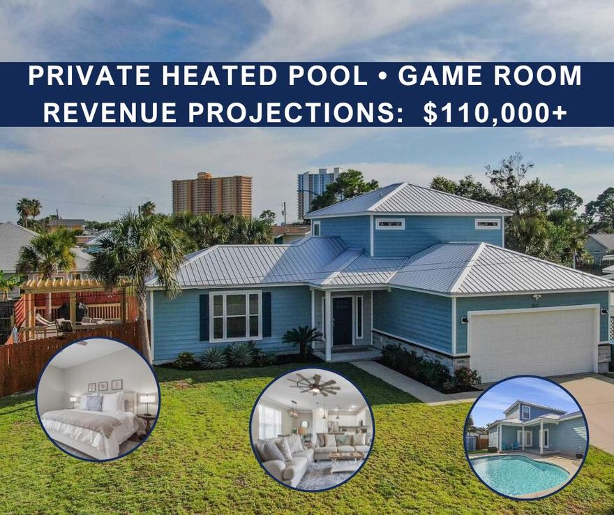 THIS HOUSE CHECKS ALL THE BOXES!

--Single-family home
--Built for living or short-term renting
--Master bedroom down with en suite bath
--Private heated pool
--Fully furnished with beachy vibe
--Strong rental history and rental projections
--Garage converted to game room
--Close to beach, lagoon, and marinas
--Near great local restaurants, jet ski rentals, and boat rentals

Ask your agent for the Airbnb link, cost to own, and rental history and projections.  Come tour TODAY!

Get under contract in time for the full rental season AND take advantage of the 100% bonus depreciation tax benefit with a cost segregation study.  Your CPA knows how!

 See the walkthrough video attached to this listing, and ask your agent for the Airbnb link as well.

Thank you for your interest.  We look forward to your offer!