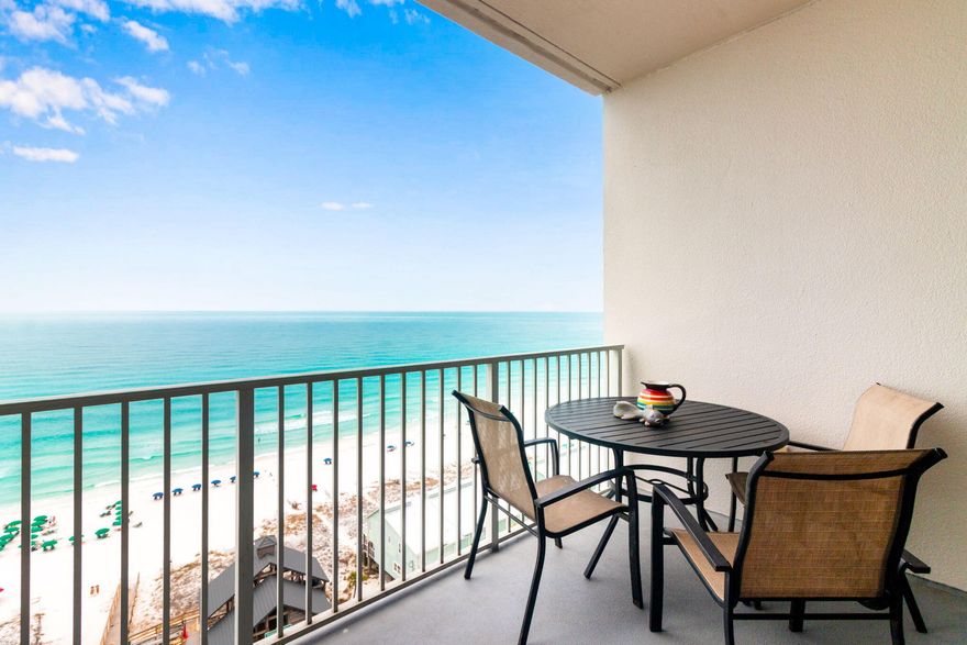 Rarely available top-floor condo at Leeward Key, ideally positioned along Scenic Gulf Drive in Miramar Beach. Unit 1204 captures sweeping Gulf views from the moment you enter, with 10' ceilings, floor-to-ceiling glass, and a private balcony made for sunrise coffee, sunset evenings, and coastal breezes. This rental-ready retreat offers an updated kitchen, refreshed furnishings, flat-screen TVs, new lighting, bar seating, and comfortable sleeper sofas for added guest space. 
The Gulf-facing primary suite features oversized windows framing the emerald water views. Leeward Key is especially loved for its unique beachside pool, giving owners and guests the rare convenience of poolside lounging just steps from the sand.