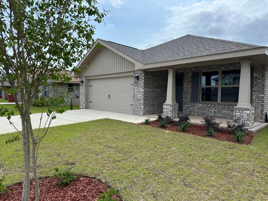 Welcome home to this beautiful brand new 1,727 sq ft, 3 bedroom, 2-bath all-brick home located in the desirable Ridgeway Landing pool community in North Crestview. This neighborhood offers the perfect blend of convenience and lifestyle- walk or drive to nearby stores, restaurants and even schools. Inside, you'll find durable Pure tech LVP flooring throughout the main living areas, with carpet only in the bedrooms. The home features granite countertops throughout, a spacious primary suite with a walk-in shower and a separate garden tub. Additional highlights include a 2-car automatic garage with pull downstairs for extra storage, an irrigation system to keep the fully sodded yard and landscaping nice and green! Enjoy quality construction, thoughtful upgrades, and community amenities.