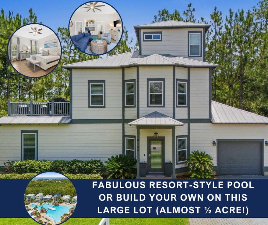 LARGE LOT (ALMOST 1/2 ACRE!) • SPACIOUS HOME • RESORT-STYLE POOL • TWO INDOOR LIVING AREAS • MULTIPLE HANGOUT SPOTS • SLEEPS 12+

Perfect for making memories AND investment dollars! 

Talk to your CPA about how you can save THOUSANDS on your taxes with a cost segregation study.

---INTERIOR FEATURES--- 

FIRST FLOOR: 

* 3 BR/2 BA + wet bar 
* 1-car garage for bikes and beach gear 
* Covered back porch, very private 
* Nature views 

SECOND FLOOR: 

* 1 BR/1 BA 
--En-suite bath has double vanities, garden tub, separate shower 
* Kitchen fitted with stainless appliances 
* Dining seating for 6 + 4 at the bar 
* Balcony with grill and outdoor seating 
* Ceiling fans throughout 
---INTERIOR FEATURES--- 

FIRST FLOOR: 

* 3 BR/2 BA + wet bar 
* 1-car gara
 THIRD FLOOR:

* Bunk bedroom with en-suite bath and owner's closet 


---EXTERIOR FEATURES--- 
* Gated community 
* Safe, neighborhood feel 
* Plenty of parking for cars and a golf cart
* Surrounded by nature 
* Large lot! 
* Outdoor shower

See the walkthrough video attached to this listing, and ask your agent for the Airbnb link as well.

Thank you for your interest.  We look forward to your offer!