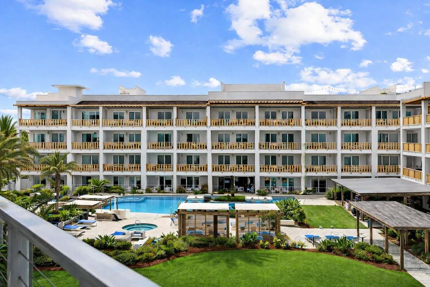 Where Coastal Luxury Meets Effortless Living Near Rosemary Beach! This exceptional condominium is positioned just a two-minute walk from Rosemary Beach, 30Avenue which offers premier shopping, dining & entertainment. This 30A getaway can be the ideal family retreat as well as a top-producing investment property with rental income projections at nearly $72K and cash on cash return projections at 5.3% per year. Situated with a gorgeous view of the pool & lawn, Unit 335 offers two separate balconies and custom built-in bunk beds in the hallway. Spend quality time at the high-end amenities which include a resort-style pool, spa, fitness center, rooftop deck and on-site restaurant. The unit has been designed with a coastal feel and conveys fully-furnished. The primary bedroom is a dreamy escape with its private balcony and large primary bathroom. The living room is welcoming with its large sliding glass doors and light pouring in. The chef's kitchen showcases high-end appliances and crisp cabinetry. The guest bedroom has been beautifully designed with extra storage and a large ensuite bathroom. With affordable HOA dues, the return on investment for this property will be maximized. Explore this lovely sanctuary designed for relaxation along 30A!