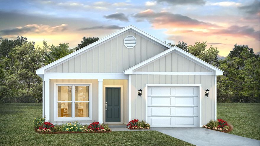 Welcome to Waterside at East Bay! Brand NEW community featuring a lovely community dock on the pond. The 'Julia' model is a highly desirable open concept floorplan, 3 bedrooms with an additional flex space, 2 bathrooms, 1-car garage, and the 'Smart Home Connect 'System with a variety of convenient Smart Home devices you will love. Open concept living room opens to the kitchen and dining room with lots of windows for natural lighting. Covered back patio off the dining area. The well-designed open kitchen includes stainless steel appliances, a smooth-top range, built-in microwave, quiet dishwasher, pantry, center island bar, eye-catching wood-look flooring, and plush carpet in the bedrooms. Quartz countertops in the kitchen and baths. 9-foot ceilings throughout. Fabric Hurricane door and window protection is also included. Call 850-749-5832 today for more info! ALL LISTING pictures, colors, features, and size may vary. Square footages are approximate.