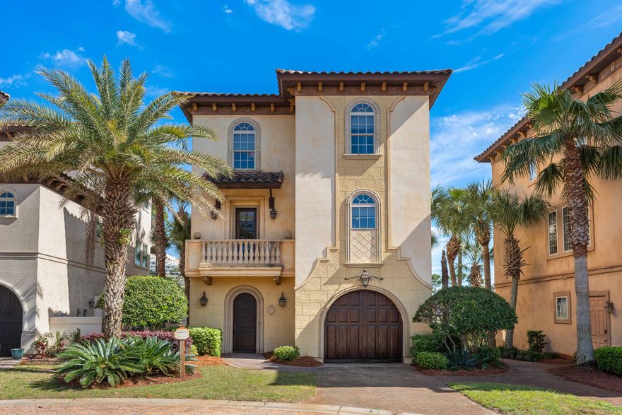 Perfectly positioned just steps from the Gulf, 22 Saint Tropez Court is an exceptional Mediterranean-inspired retreat within the exclusive gated community of Saint Tropez. in the heart of South Walton. Tucked away on a quiet cul-de-sac, this beautifully designed residence offers a rare blend of serenity, sophistication, and coastal convenience, with tranquil waterfront views and even a glimpse of the Gulf beyond. 

The first level features a private king suite with full bath, direct garage access, and a covered south-facing lanai complete with grilling station and mini fridge--perfect for entertaining or relaxing by the water. The second floor serves as the heart of the home, showcasing an open-concept layout that seamlessly connects the living, dining, and kitchen spaces.  Abundant natural light fills the interiors, enhancing the home's ambiance and creating effortless indoor-outdoor flow. The chef's kitchen is equipped with Sub-Zero and Dacor appliances, custom cabinetry, granite countertops, and a breakfast bar with seating for five. The third floor hosts the waterfront primary suite, offering a private balcony, and a luxurious en-suite bath with dual vanities, soaking tub, walk-in shower, and elegant stone finishes. An additional guest suite with double twin-over-full bunks and private bath provides excellent capacity for guests.

The home is offered fully furnished with professionally designed interiors by Bella Beach Home, and is turnkey. Residents of Saint Tropez enjoy timeless coastal architecture, lush landscaping, charming cobblestone streets, a lagoon-style pool, and dedicated beach access--all within close proximity to world-class dining, shopping, and entertainment.