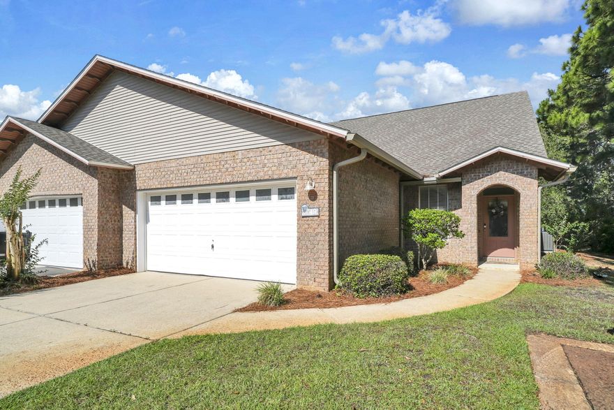 Great end unit situated in a peaceful, friendly community. Bordering a serene lake on the north and a screened-in porch overlooking a pond with fountain perfect for relaxing and entertaining. Spacious floor plan (second largest plan) featuring 2,014 square feet with three bedrooms, two full and one half bath. Includes a versatile bonus room. A two car garage for parking and storage. New HVAC and new carpet Fantastic location convenient to Butler Elementary School (can be accessed via nature/bike/walking trail), restaurants, shopping, attractions, hospital and of course, 30A and the world's most beautiful beaches!  Escada amenities include clubhouse, pool, tennis court, pickle ball and playground.  Townhome HOA dues include lawn service and quarterly interior pest control.  Flood Zone X. Sellers also replaced the refrigerator, dishwasher and microwave