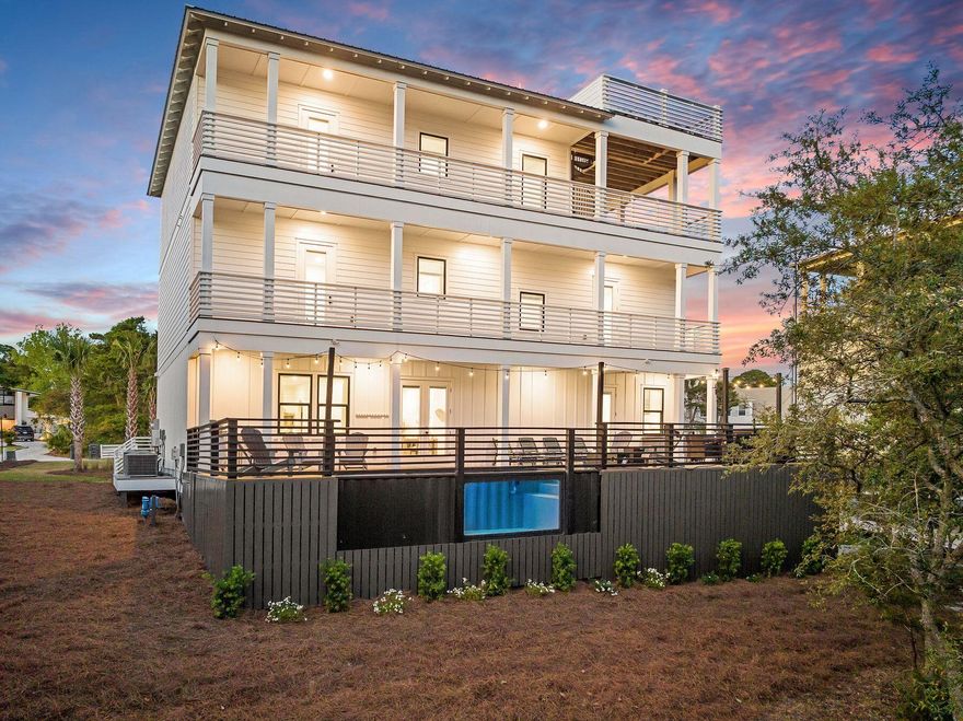 This is a very strong rental home that has $280,249 on the books as of April 17th, 2026 for this upcoming year.  The property generated $244,751 in gross rental revenue in 2025. 

Welcome to The Dune Retreat, an 8-bedroom, 8-bathroom coastal home on an elevated lot on Hillcrest Road, offering Gulf views, private resort-style amenities, and a layout well-suited for both personal use and short-term rental income. The home is a short walk to the beach via a pedestrian bridge over Oyster Lake, leading to a low-traffic access point with parking and rinse stations Thoughtfully designed with both full-time living and rental potential in mind, the home features an open-concept floor plan with soaring ceilings, designer lighting, and a chef's kitchen equipped with dual full-size refrigerators, quartz countertops, custom cabinetry, and a custom wood-wrapped vent hood. The spacious dining area comfortably seats ten and is complemented by additional seating at the island, creating an ideal space for entertaining. The living room is warm and inviting, centered around a large sectional and a refined blend of coastal and modern finishes.

Each of the eight bedrooms offers privacy and comfort, with king-sized accommodations and beautifully appointed ensuite bathrooms featuring distinctive tile selections, gold fixtures, and walk-in showers. A thoughtfully designed bunk room includes built-in beds with individual lighting and storage, making it a perfect retreat for younger guests. Two expansive primary suites provide a true escape, complete with soaking tubs, dual vanities, and private balconies overlooking the Gulf and pool. An additional full bath serves the main living level.

Outdoor living is at the heart of the property, with multiple covered balconies designed for relaxation. The private ModPools container pool and spa feature a clear side viewing window and a removable divider for customizable heating. The pool deck offers ample space for lounging and gathering, along with a fire pit, outdoor dining area, built-in gas grill, and outdoor shower.

The rooftop deck serves as the crown jewel of the home, offering panoramic Gulf views and a private setting for sunset gatherings or morning coffee. Entertainment continues indoors with a dedicated game room featuring a full-size pool table, arcade games, and skee-ball, as well as a private theater room with reclining seating, projector screen, and wet bar.

Additional features include smart home capabilities throughout, two full washer and dryer sets, secure owner storage, generous parking for eight or more vehicles, a dedicated golf cart outlet, and a Tesla wall charger. Fully furnished and rental ready, The Dune Retreat delivers a rare combination of elevated design, strong income potential, and the relaxed sophistication that defines 30A living.