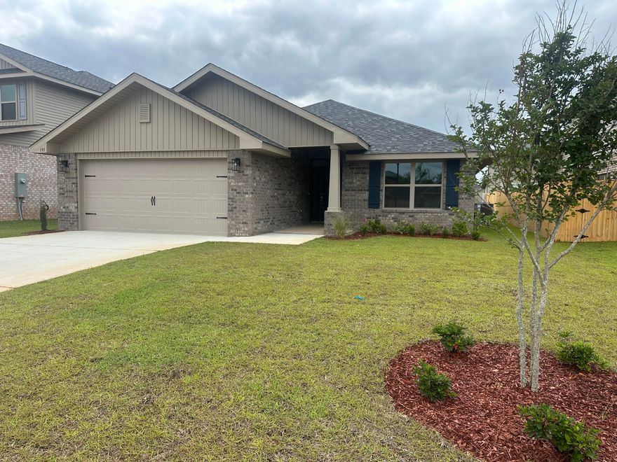 Beautiful 1,820 sq ft all-brick home featuring 4 bedrooms and 2 full baths, conveniently located in North Crestview near schools, shopping, and restaurants. This home offers durable PureTech LVP flooring throughout with carpet only in the bedrooms. The kitchen and bathrooms are finished with granite countertops. The spacious primary suite includes a large 5 ft walk-in shower in lieu of a tub. Additional features include a 2-car automatic garage, sprinkler system, fully sodded yard, and a complete landscaping package. A perfect blend of quality construction, modern finishes, and a great community-schedule you're showing today!
