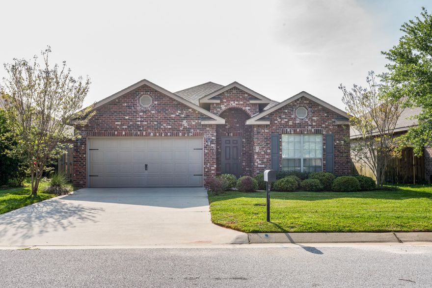5 YEARS YOUNG! Fabulous 3 Bed. 2 Bath. brick home.Located on a cul-de-sac street in Waterford Sound. Newer subdivision conveniently located in Gulf Breeze with (A rated) schools. Welcoming spacious foyer that leads to a great open floor plan. Gourmet kitchen with granite counters, stainless steel appliances, staggered cabinetry and pantry. Breakfast bar overlooks dinning and comfortable living area. Both the living and master suite features tray ceiling and crown molding.Master bath as dual vanities with granite counters, a soaking tub,walking shower and large closet.Tiles in all the wet areas. 2 car garage and a nice backyard with privacy fencing and an oversize 336 sq/f patio for cookouts and family gathering. The home as a sprinkler system and fabric-shield hurricane protection. Buyer to verify all dimensions and information!
