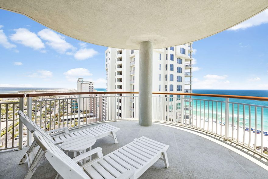 Welcome to beautiful ''Island Sunrise'' Beach Colony West 13A, a luxurious 3 bedroom 3 en suite bath 3 balcony condominium home in gated Beach Colony West at 8501 Gulf Boulevard, Navarre Beach. This perfectly positioned end corner gulf front residence is refreshed and ready to enjoy panoramic views.  Unit 13A is an ideal choice for family fun and entertainment. Rising majestically above the beautiful sandy shores of Navarre Beach, 13A also captures alluring views of the Navarre Beach Bridge, the Choctawhatchee Intracoastal Waterway/Sound, and untouched Navarre Beach Marine Park.  Step into this 3 bedroom 3 bath open floor plan with 3 balconies and at once you are impressed by the well-conceived living spaces designed to draw you in from ''every point of view.'' Meticulously maintained as some upgrades from custom light blocking window treatments, modern light fixtures, quality appliances, 2024 Trane air handler, and 2018 3.5 ton coastal heat pump, 2022 kitchen upgrades to backsplash, lighting, as well as smart televisions in bedrooms and 3/2026 new washer and dryer reflect care of the residence.  The primary bedroom suite boasts gorgeous Gulf views, access to the balcony, a large walk-in closet and a spacious bathroom. The primary bath features double vanities, separate shower and jetted tub all overlooking the azure gulf waters and the beach. The large guest bedrooms each have its own ensuite bathroom. Arrive at gated Beach Colony Resort to the convenience of assigned garage parking. Coveted sizable private storage adjacent to the residence, and gracious storage on the ground level for beach items plus the assigned parking make Beach Colony highly desirable and set apart along the Navarre Beach shoreline. The southern facing graciously sized living area lets on to the oversized balcony that beckons you to relax outdoors and enjoy the sounds of waves and the gulf breezes. Take a dip in the large pool and dig your toes in the white sand then retire to your private terrace. You and your guests will enjoy condominium living at its best in laid back, family-friendly Beach Colony West on Navarre Beach. Other amenities include tennis courts, gathering room with a fitness center, grilling and picnic areas, and the largest resort style pool on Navarre Beach with gracious poolside lounging areas. A third party beach vendor is available should you wish to have the convenience of chair and umbrella set ups.  For the adventurous, enjoy excursions as Navarre Beach is nestled perfectly between Destin and Pensacola for brief pleasure trips to discover some of the finest in casual and fine dining, shopping and entertainment on the Emerald Coast. Local restaurants and the Navarre Beach Pier, the longest pier on the Gulf coast, are short walks where you can enjoy fishing, boat watching, or gazing at the views of the Gulf Islands National Seashore. We invite you to make an appointment today to preview Beach Colony West 13A in Navarre Beach. Make 13A, Island Sunrise, your place in the sun!