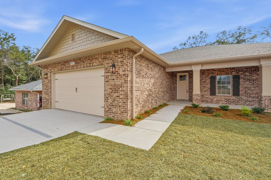 A tasteful foyer greets in this home featuring a flexible room ideal for an office, den, or additional bedroom. Kitchen is designed for entertaining with spacious granite countertops, a farmhouse sink, breakfast bar, pantry, and open to the café area and family room. The primary suite offers dual vanities, a large walk-in closet, separate shower, and a freestanding tub, with French doors leading to the covered deck. Additional highlights include an inside utility room, private half bath, split-bedroom design, decorative columns, and cedar shake and stone exterior accents. An unfinished basement provides excellent storage or project space. Relaxing on the front covered porch or the back deck, you'll find comfort in this home. Color and selections are subject to change upon availability.