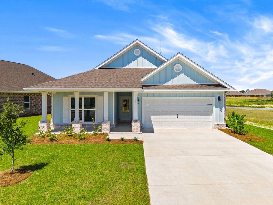 Welcome to Owl's Head Farms - one of Freeport's newest development featuring a resort style pool, basketball, pickleball, playground and easy access to I-10 and the beautiful beaches of the Emerald Coast. This BRAND NEW home features 4 bedrooms and 2 bathrooms and over 2, 100sf. Step inside and notice the beautiful LVP throughout the ENTIRE home. The kitchen features gorgeous white granite countertops and a crisp backsplash bringing charm to the kitchen entertainers dream of. Enjoy the open space for meal prep, dining, and large living room to entertain or cozy up with the family . The master suite features a larger than average bedroom and an ensuite featuring TWO walk-in closets, double vanity sinks, and a glass door shower. This home has HOA common area/greenspace to the side and rear. The 3 secondary bedrooms offer good size and ample closet space. Out back enjoy the spacious patio and private lot, as this home sits next to a common area/greenspace great for kids or just the additional layer of privacy. Pets allowed, restrictions apply. If approved, a one-time $250 non-refundable pet fee and $25/mo pet rent, per pet, applies.