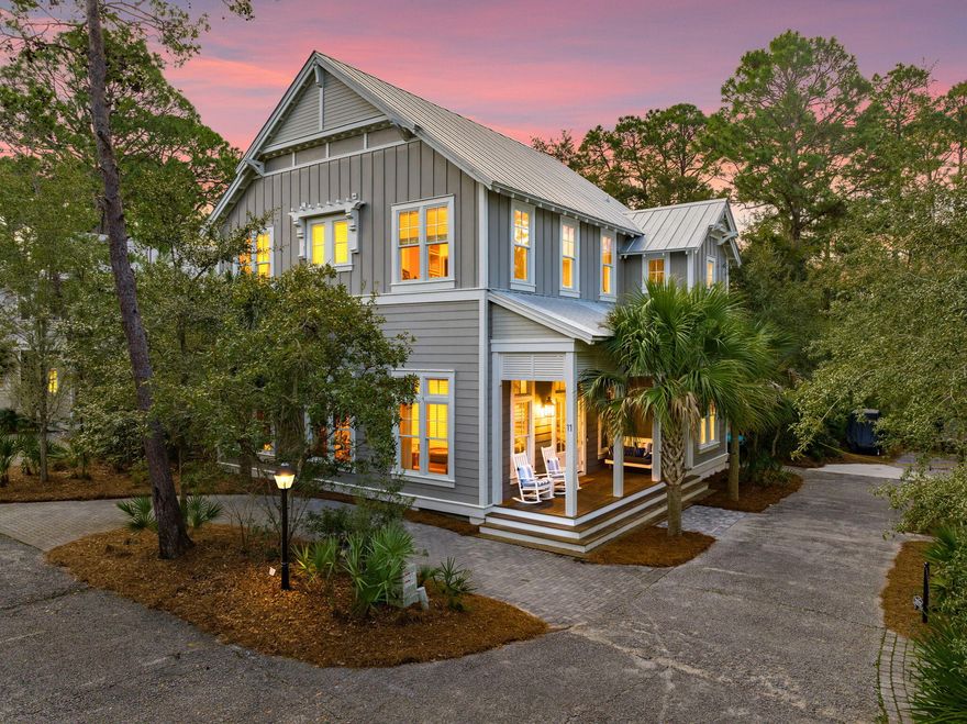 Welcome to the gated Hammocks at Seagrove Beach, located just a half mile from the nearest public beach access. This fully furnished 3-bedroom home plus a bunk room, and 4.5 baths blends relaxed coastal living with refined finishes. Perfect as a primary residence, vacation home, or rental investment, it sits minutes from WaterColor, Seaside, and the dining and shopping along 30A. A welcoming front porch with a swing lead into a spacious open-plan living area with soaring 12‑foot ceilings on the first floor, coastal-chic furnishings, linen drapery, and abundant natural light. The chef-ready kitchen features a white quartz island with extended counters, contemporary open shelving, high-end stainless appliances including a gas range, refrigerator, wine cooler, hood vent, and ice maker. Each level includes its own master suite, and every bathroom is appointed with double vanities for a spa-like feel. Upstairs, 10-foot ceilings enhance the sense of openness throughout the bedrooms, which are served by a separate upstairs living area, a custom-built bunk room ideal for guests or family and an ample laundry room!

Outdoor living is effortless! Enjoy morning coffee on the screened porch off the kitchen, relax under the stars in the outdoor sitting area, or retreat to the private upstairs porch off the master suite. Practical features include a golf cart garage and generous storage for beach and bike gear. Residents also have access to two community pools for added leisure and convenience.